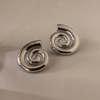 Bold Spiral Stud Earrings Silver 18K Gold Plated