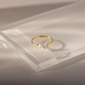 Teardrop Stone & Pearl Ring Silver 18K Gold Plated
