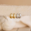 Mother of Pearl Inlay Huggies Silver 18K Gold Plated