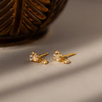 Diamonds Moonstone Drop Studs Silver 18K Gold Plated