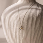 Initial Birthstone Charm Necklace Silver 18K Gold Plated