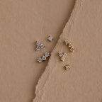 Diamonds Constellation Flat Back Stud Set Silver 18K Gold Plated