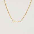 Mellow Name Necklace in Figaro Chain Silver 18K Gold Plated