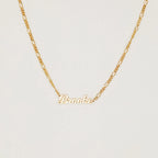 Mellow Name Necklace in Figaro Chain Silver 18K Gold Plated