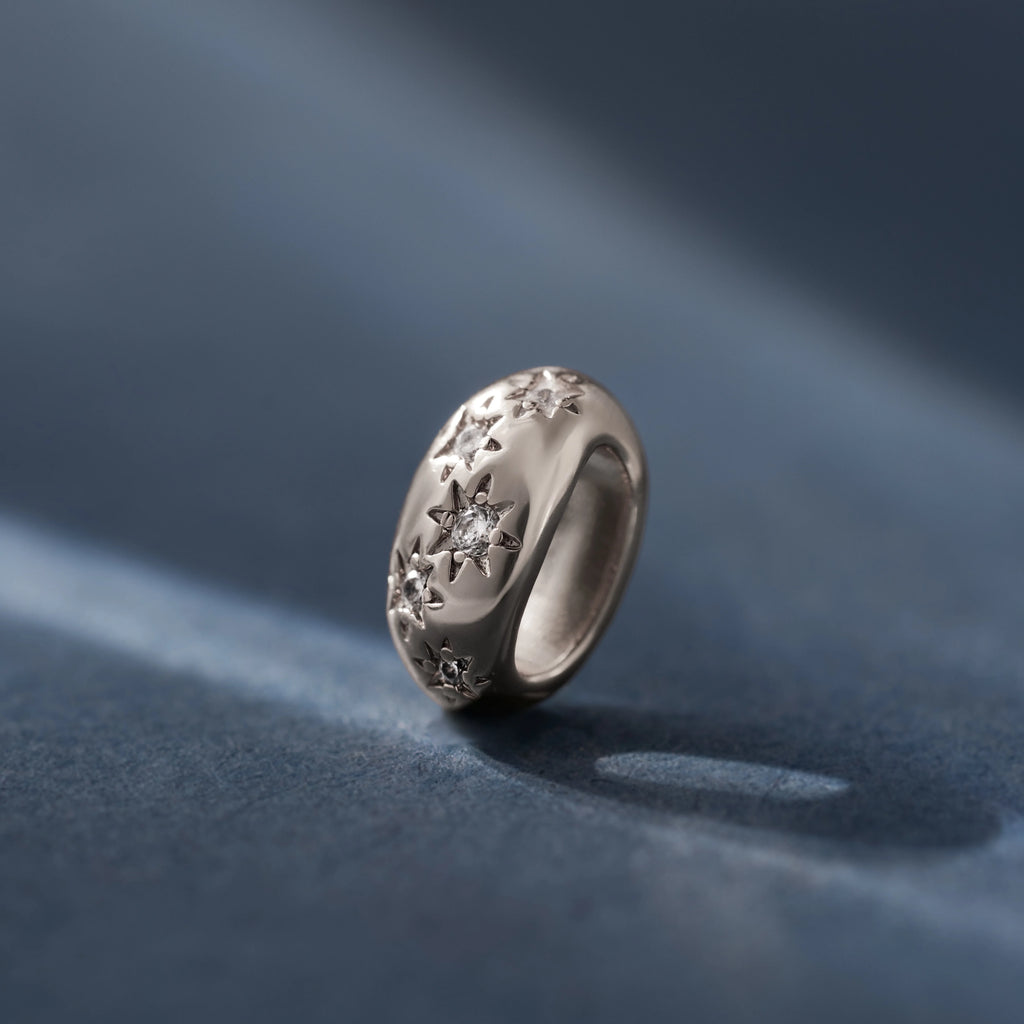 Sprinkle Diamond Dome Spacer Charm Silver 18K Gold Plated