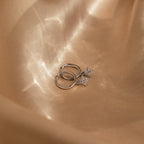Diamond Flower Huggies Silver 18K Gold Plated