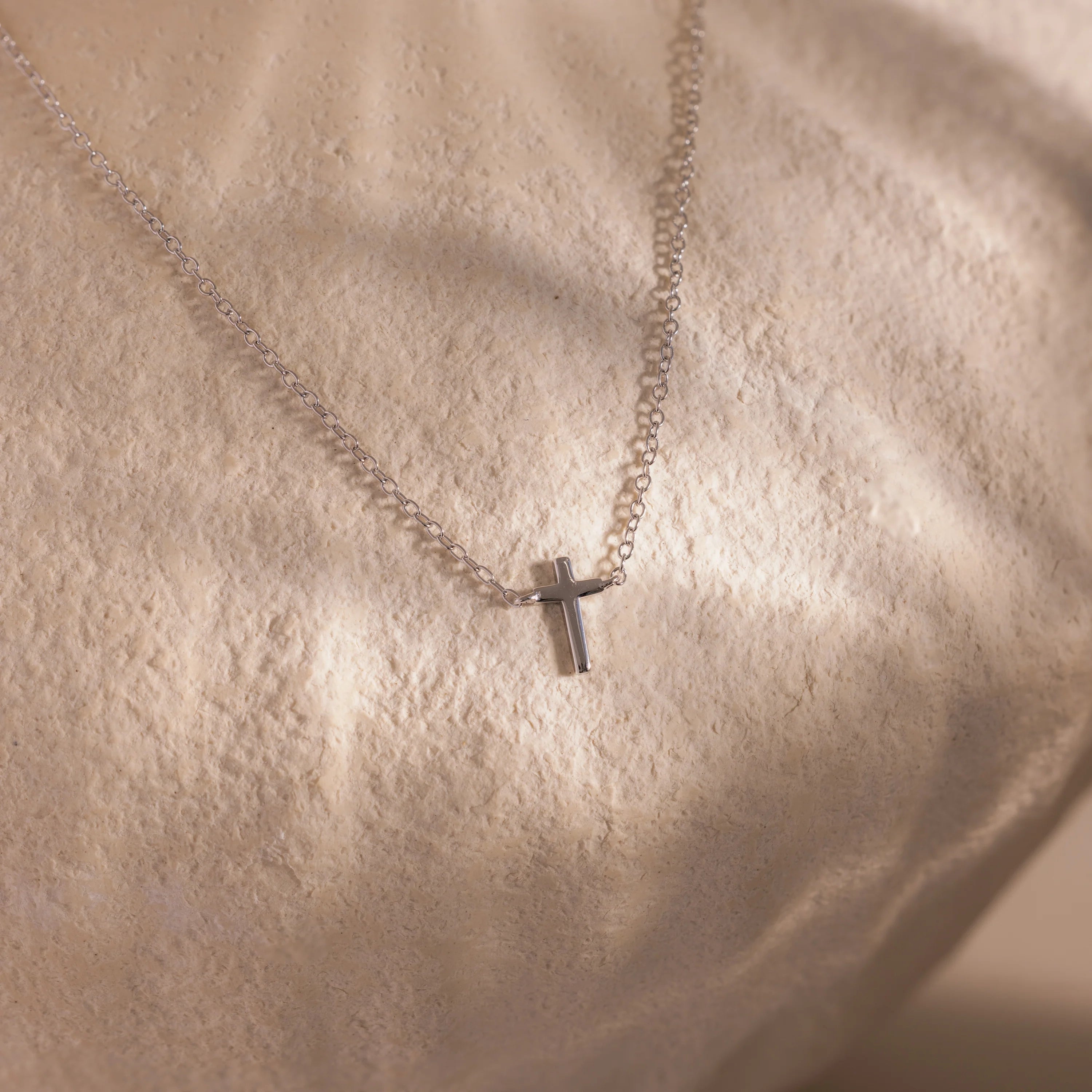 Dainty Cross Necklace  Silver 18K Gold Plated