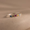 Woven Multiple Birthstone Ring Silver 18K Gold Plated