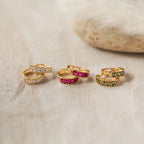 Sapphire Genevieve Huggies Silver 18K Gold Plated