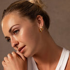 Bold Hammered Huggies Silver 18K Gold Plated