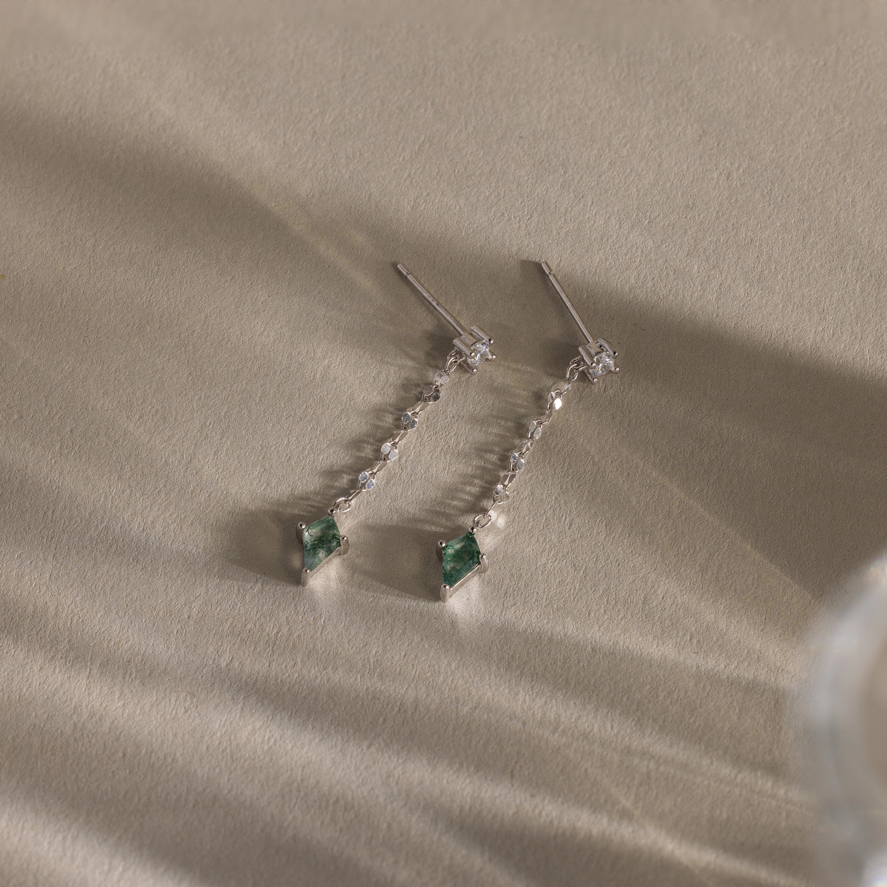 Agate Diamond Earrings Silver 18K Gold Plated