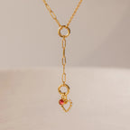 Rolo Lariat Paperclip Clasp Necklace Silver 18K Gold Plated