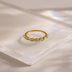 Marquise Jade Ring Silver 18K Gold Plated