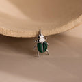 Malachite Beetle Charm Silver 18K Gold Plated