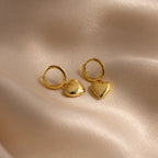 Puff Heart Charm Huggies Silver 18K Gold Plated