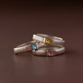 Ribbed Aquamarine Band Silver 18K Gold Plated