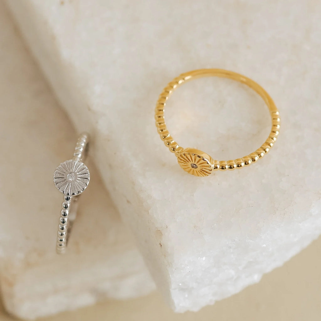 Eden Sun Ring Silver 18K Gold Plated
