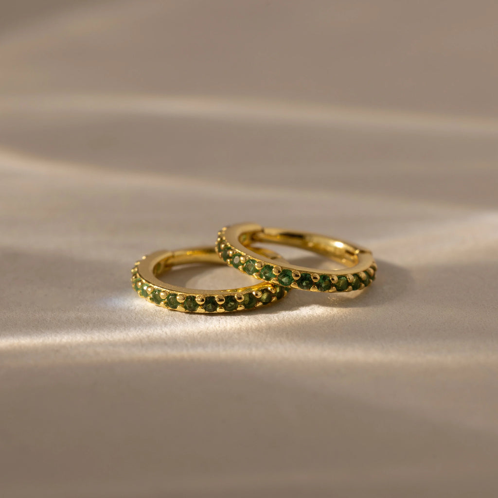 Peridot Clicker Huggies Silver 18K Gold Plated