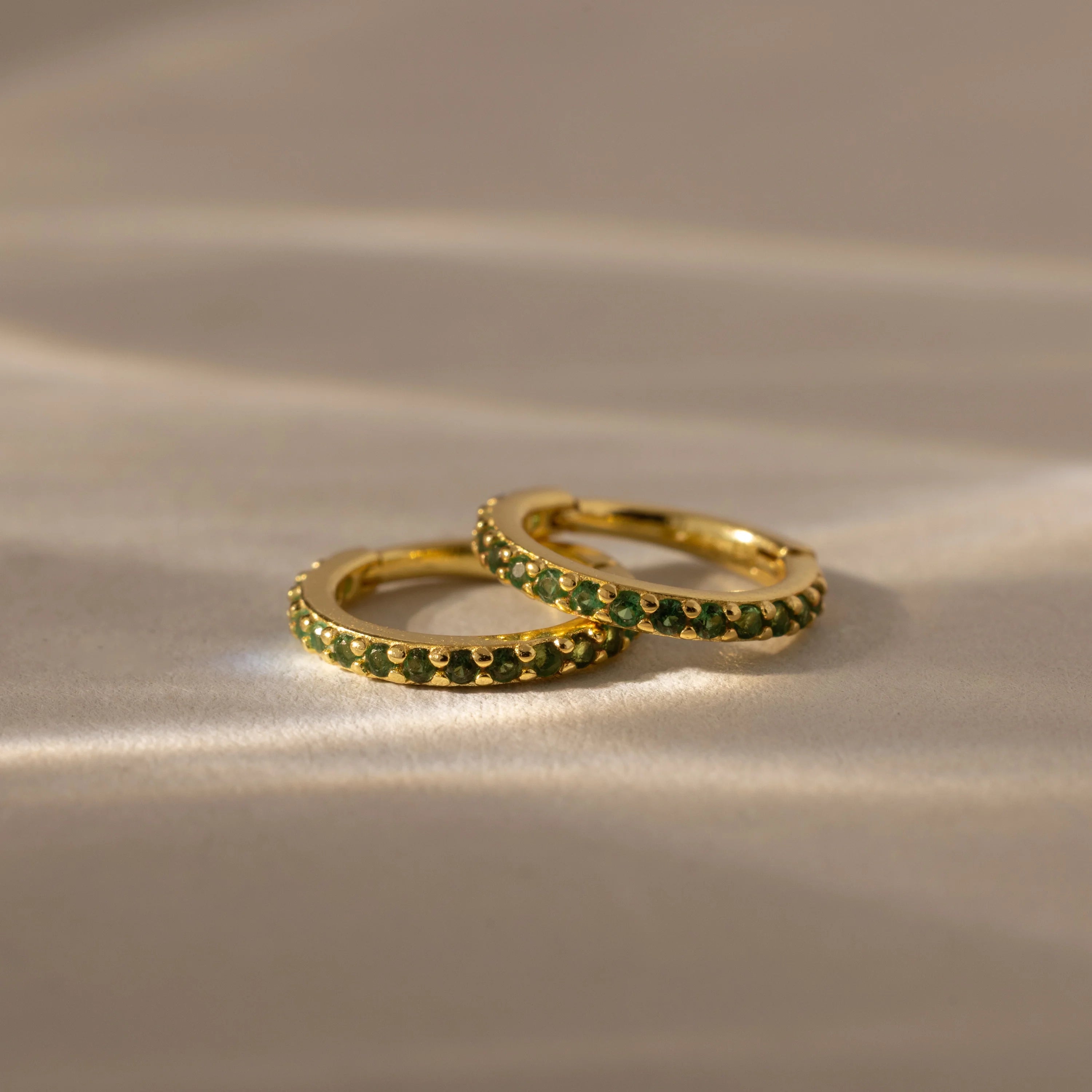 Peridot Clicker Huggies Silver 18K Gold Plated