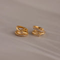 Starburst Pave Duo Huggies Silver 18K Gold Plated
