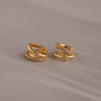 Starburst Pave Duo Huggies Silver 18K Gold Plated