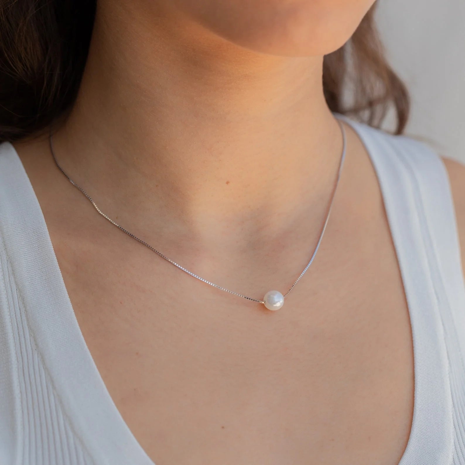 Freshwater Pearl Necklace Silver 18K Gold Plated