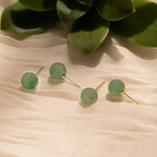 Jade Bead Studs Silver 18K Gold Plated