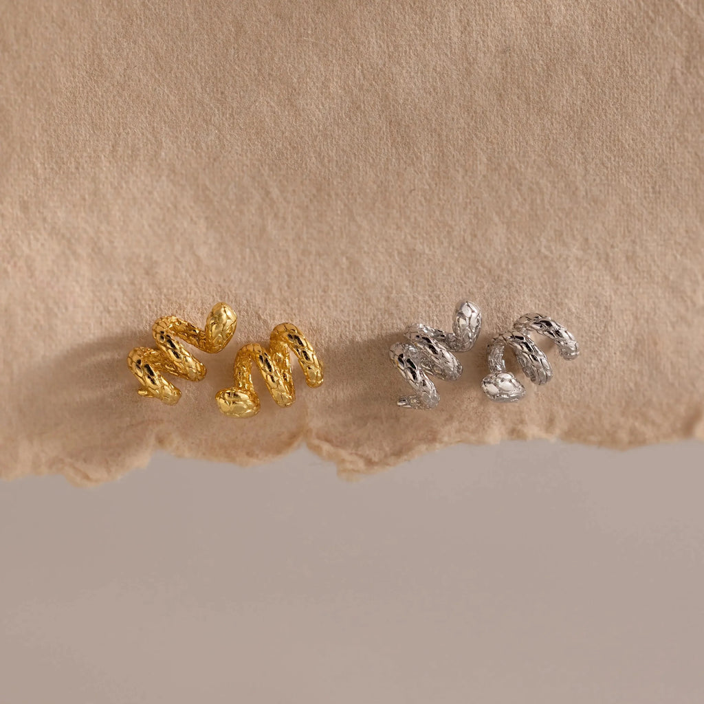Twisted Snake Studs Silver 18K Gold Plated
