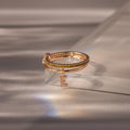 Peridot Initial Linked Ring Set Silver 18K Gold Plated