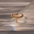 Peridot Initial Linked Ring Set Silver 18K Gold Plated