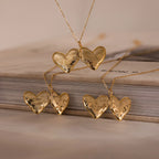 Organic Heart Locket Necklace Silver 18K Gold Plated