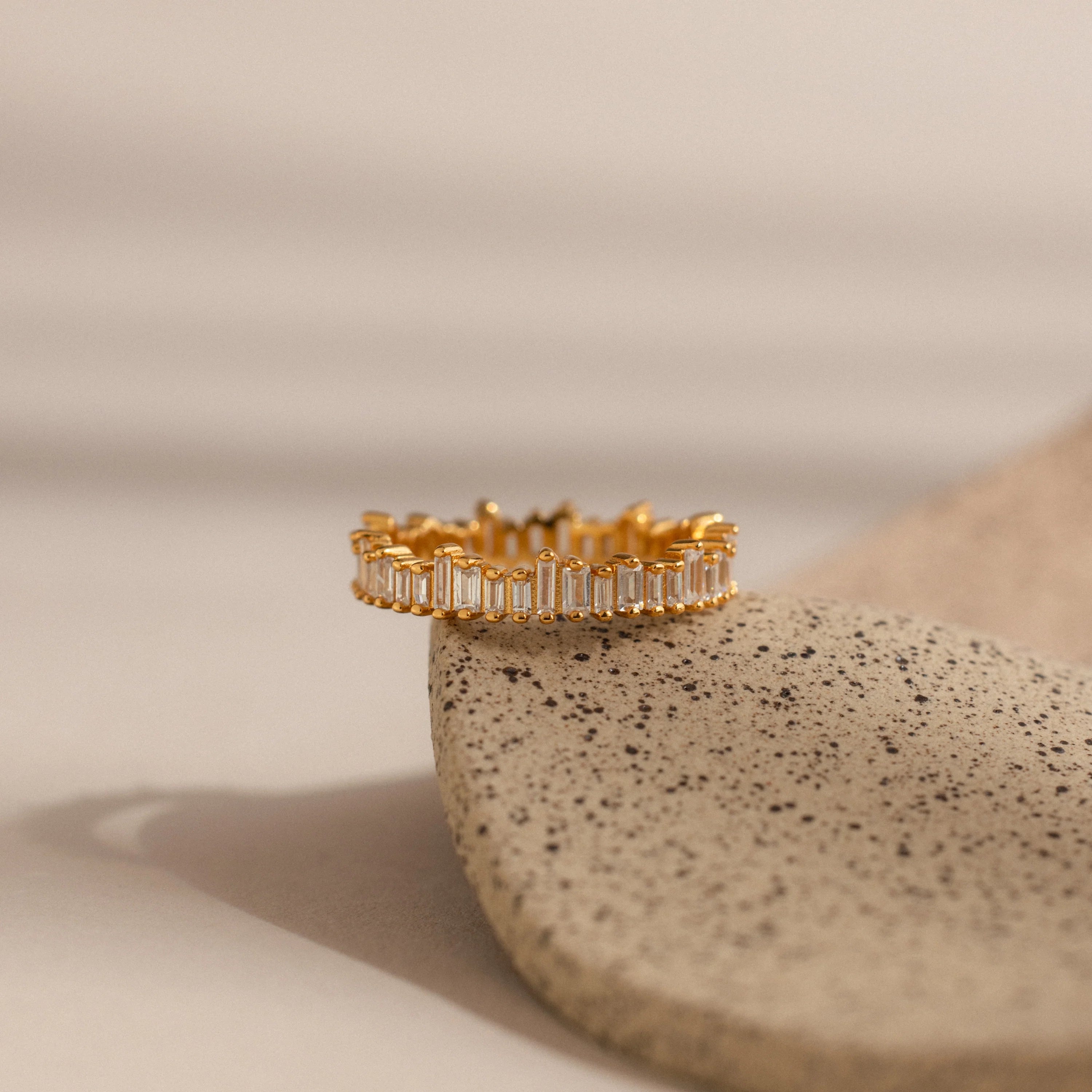 Diamond Art Deco Rhythm Ring Silver 18K Gold Plated