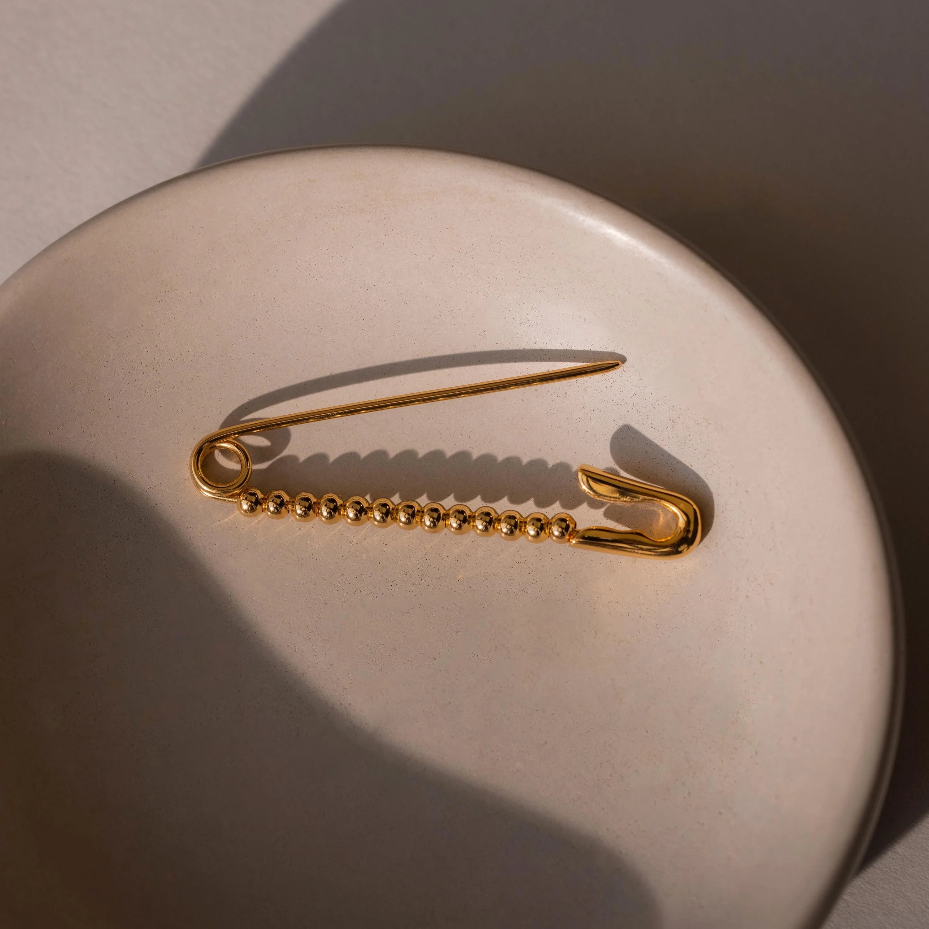 Beaded Charm Pin Silver 18K Gold Plated