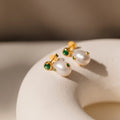 Emerald Pearl Drop Earrings
