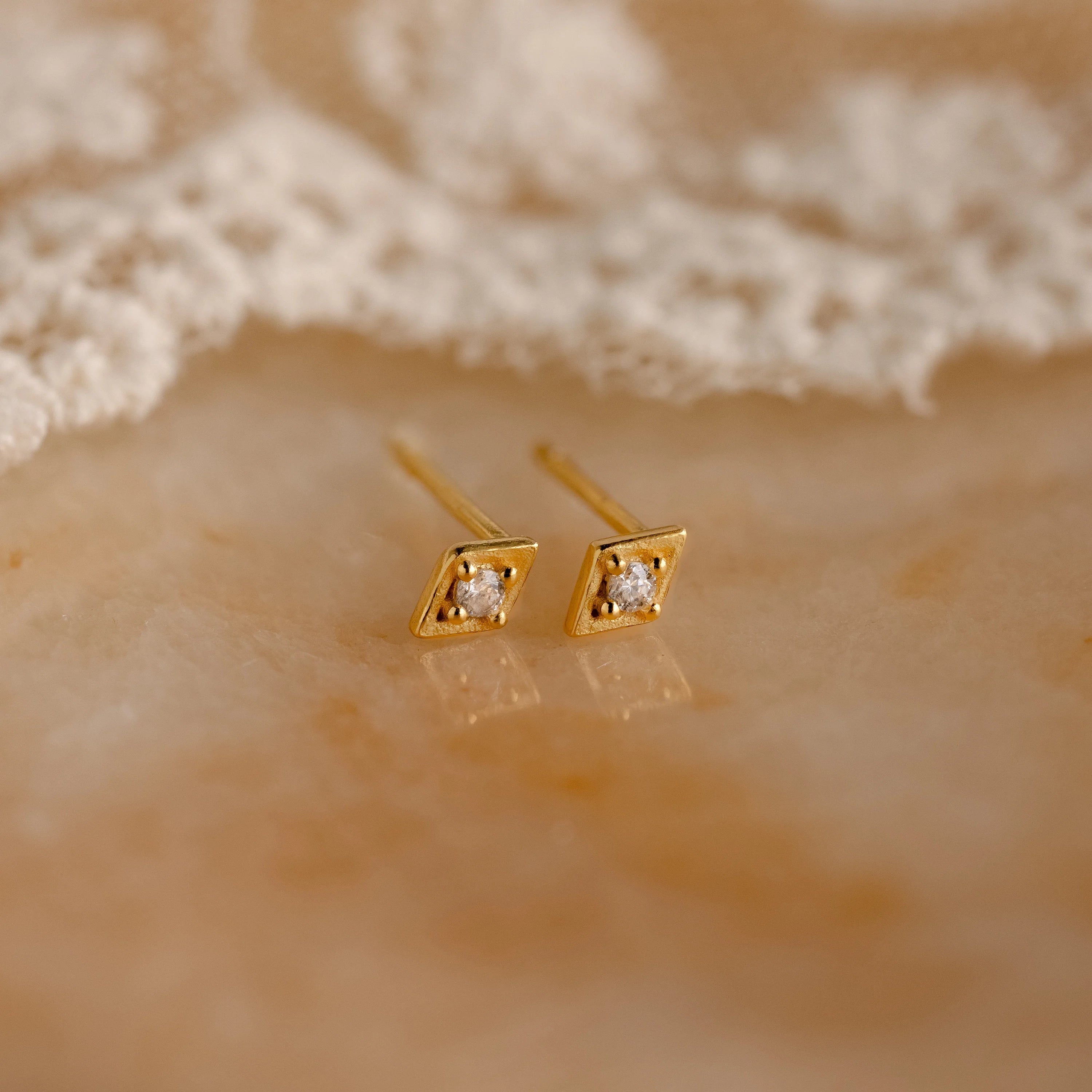 Ericka Diamond Studs Silver 18K Gold Plated