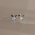 Opal & Diamond Flatback Studs Silver 18K Gold Plated