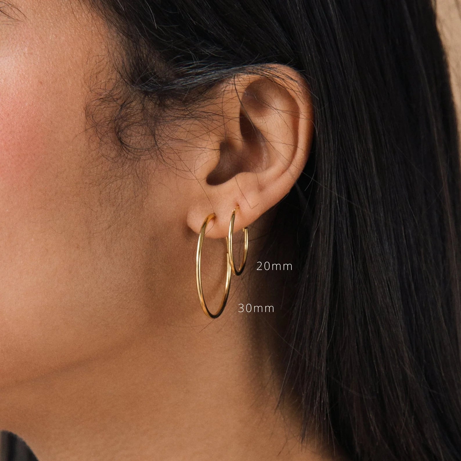 Large Thin Hoops Silver 18K Gold Plated
