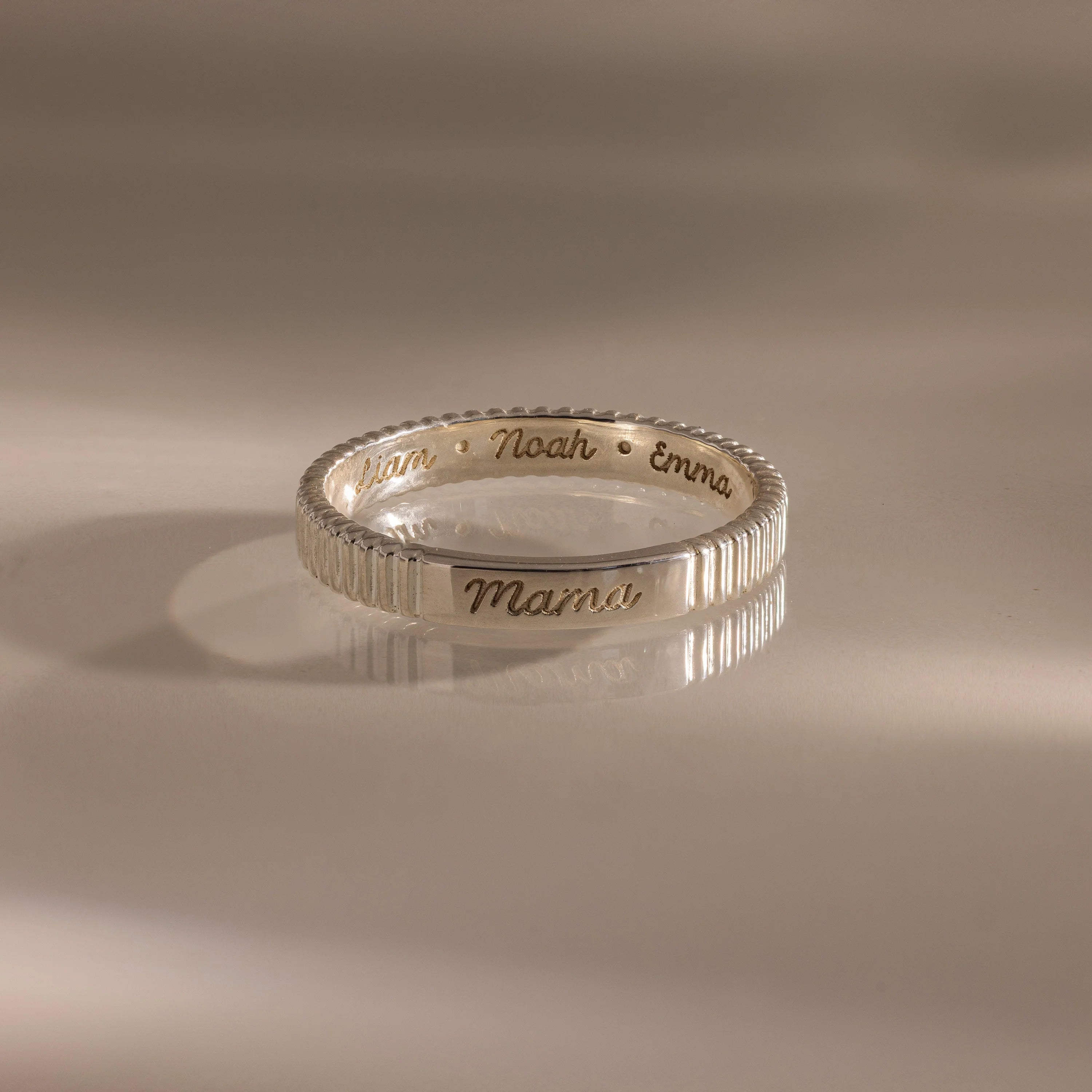 Ribbed Name Ring Silver 18K Gold Plated