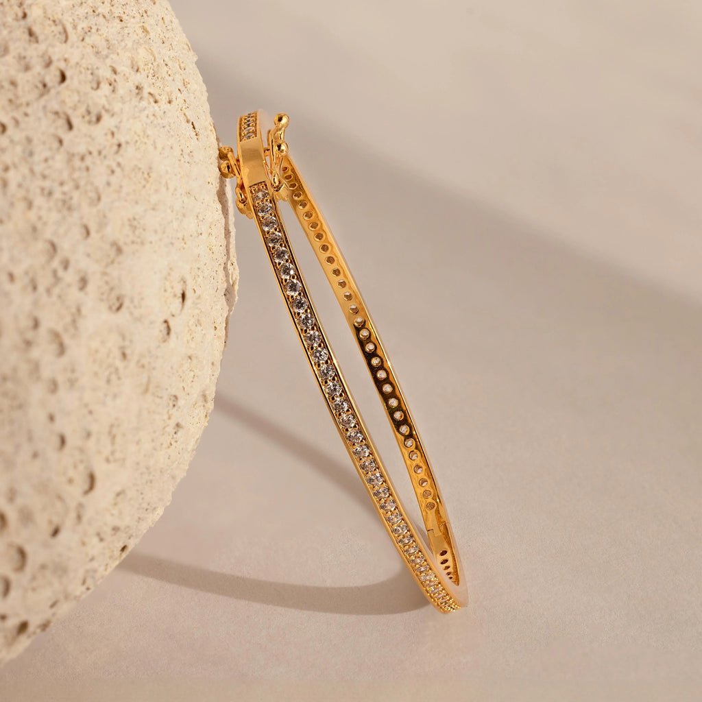 Diamond Tennis Bangle Silver 18K Gold Plated