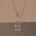 Linked Charm Necklace and Earrings Set Silver 18K Gold Plated