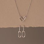 Linked Charm Necklace and Earrings Set Silver 18K Gold Plated