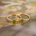 Dainty Jade Ring Set Silver 18K Gold Plated
