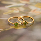 Dainty Jade Ring Set Silver 18K Gold Plated