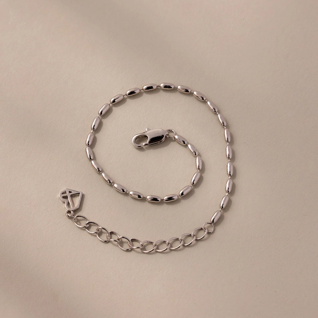 Oval Beaded Bracelet Silver 18K Gold Plated
