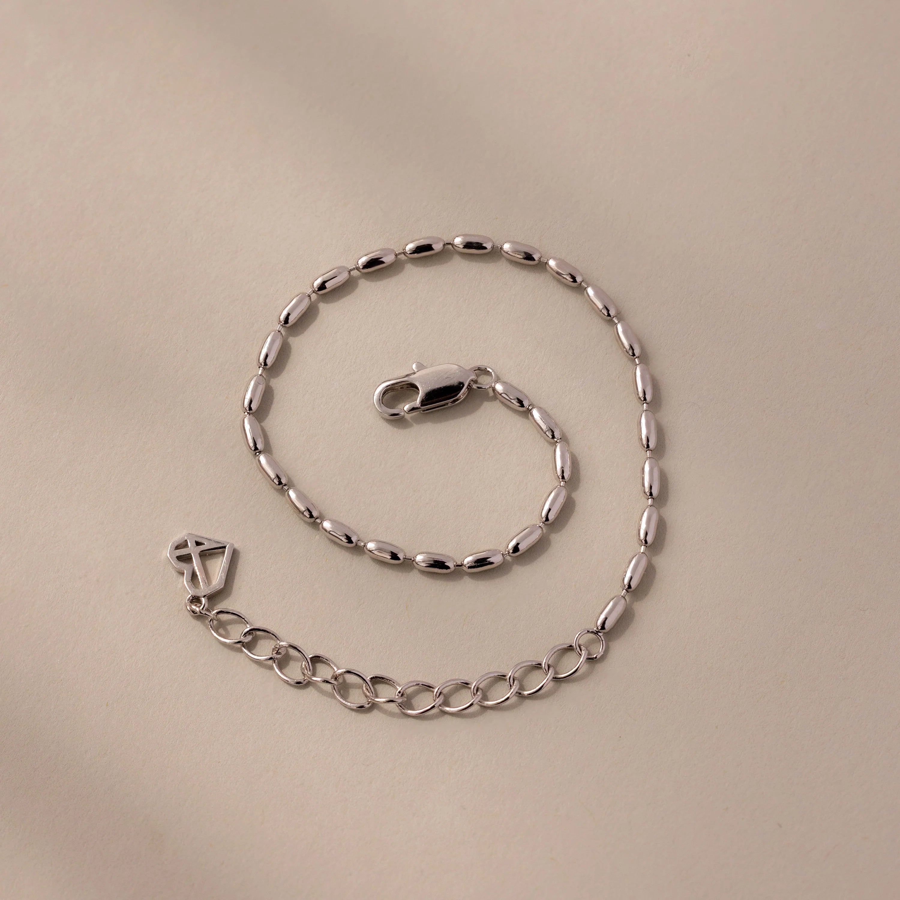 Oval Beaded Bracelet Silver 18K Gold Plated