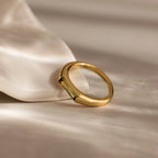 Peridot Baguette Signet Ring Silver 18K Gold Plated