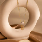 Toi et Moi Diamond Necklace Silver 18K Gold Plated