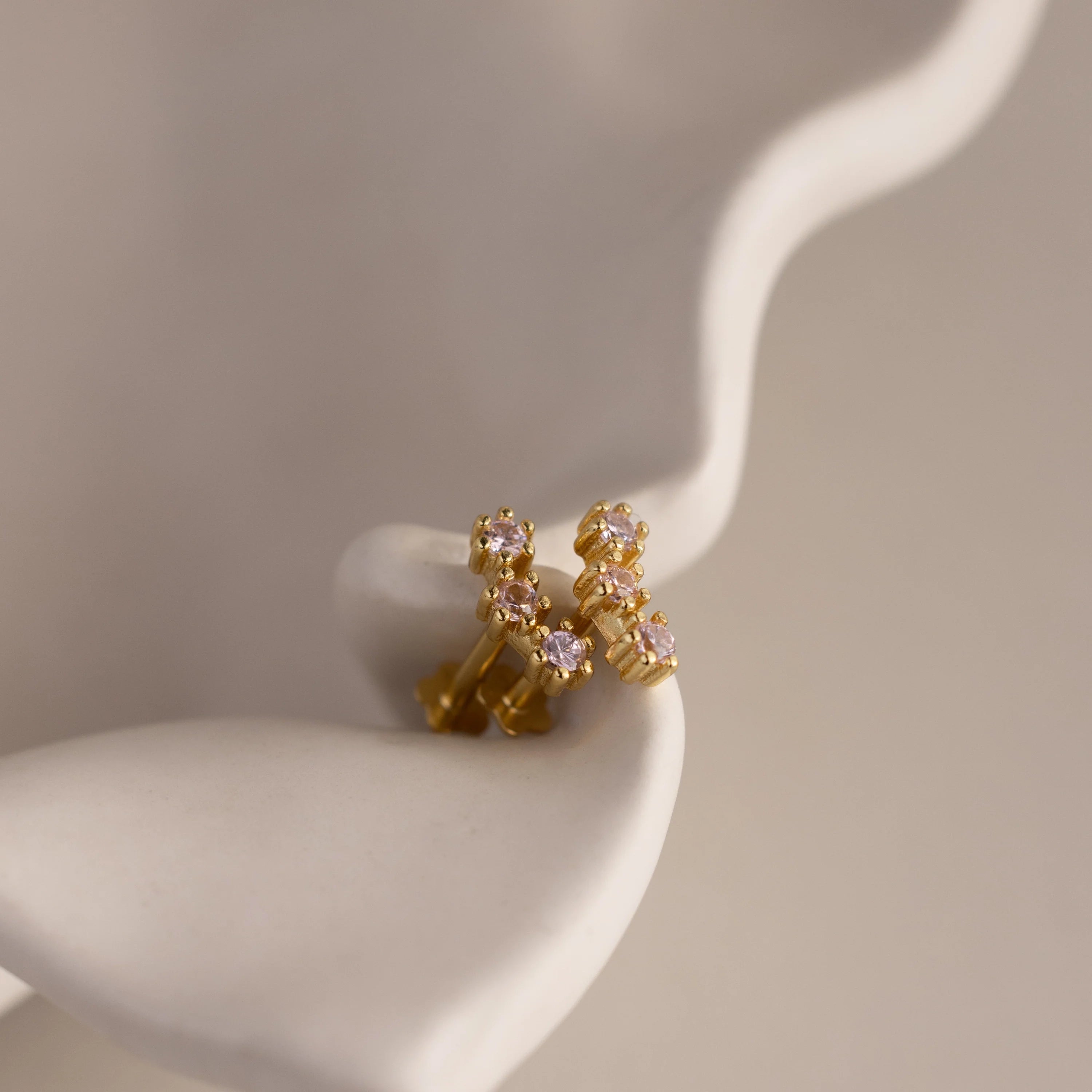 Emerald Cluster Flat Back Studs Silver 18K Gold Plated
