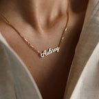 Name Necklace in Box Chain Silver 18K Gold Plated