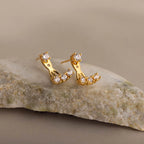 Diamond Cascade Ear Jackets Silver 18K Gold Plated